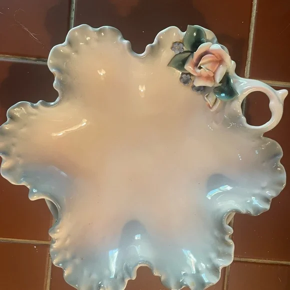 Florence Ceramics Vintage Candy Dish With Pink Rose - Picture 3 of 6